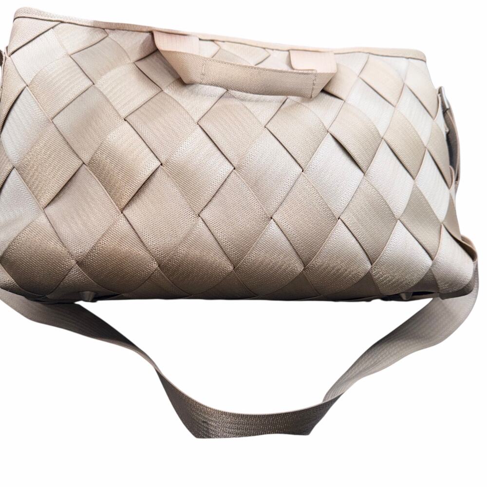 Maggie Bags Woven Seatbelt Laptop Tote Beige Crossbody Bag - Picture 6 of 14